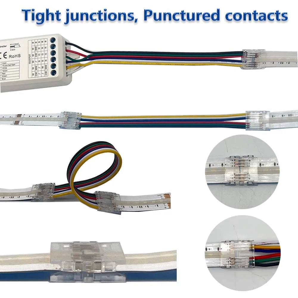 รูปสินค้า ตัวเชื่อมต่อสายไฟ LED Strip 6Pin COB RGBCCT 12MM ทนทาน ใช้งานง่าย