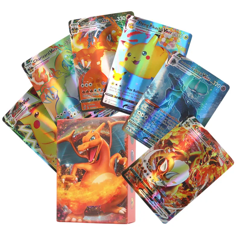 Englische Pokemon-Karten Cartoon Arceus Charizard Pikachu Vmax EX MEGA GX TAG 1996 Seltene Flash-Karte der ersten Generation – Detail 6