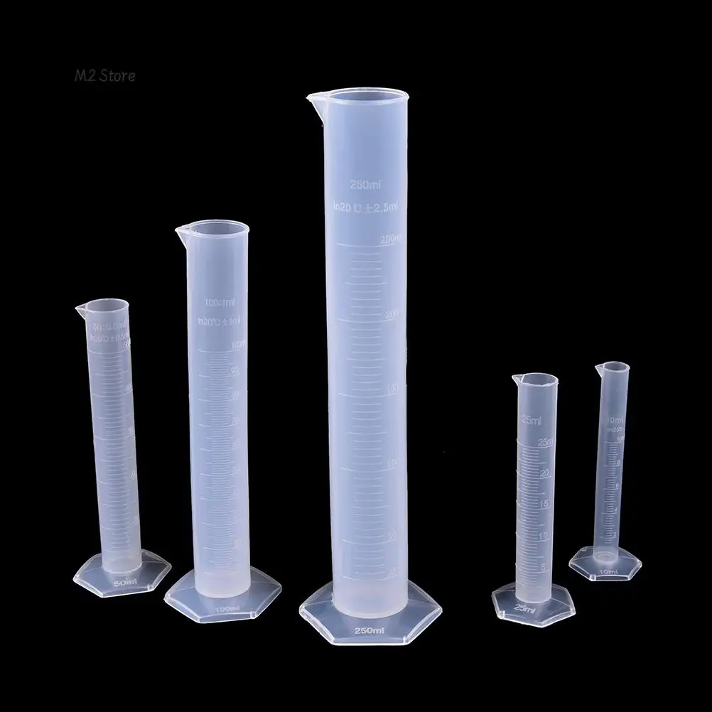 

10/25/50/100/250ML Plastic Measuring Cylinder Laboratory Test Graduated Tube New