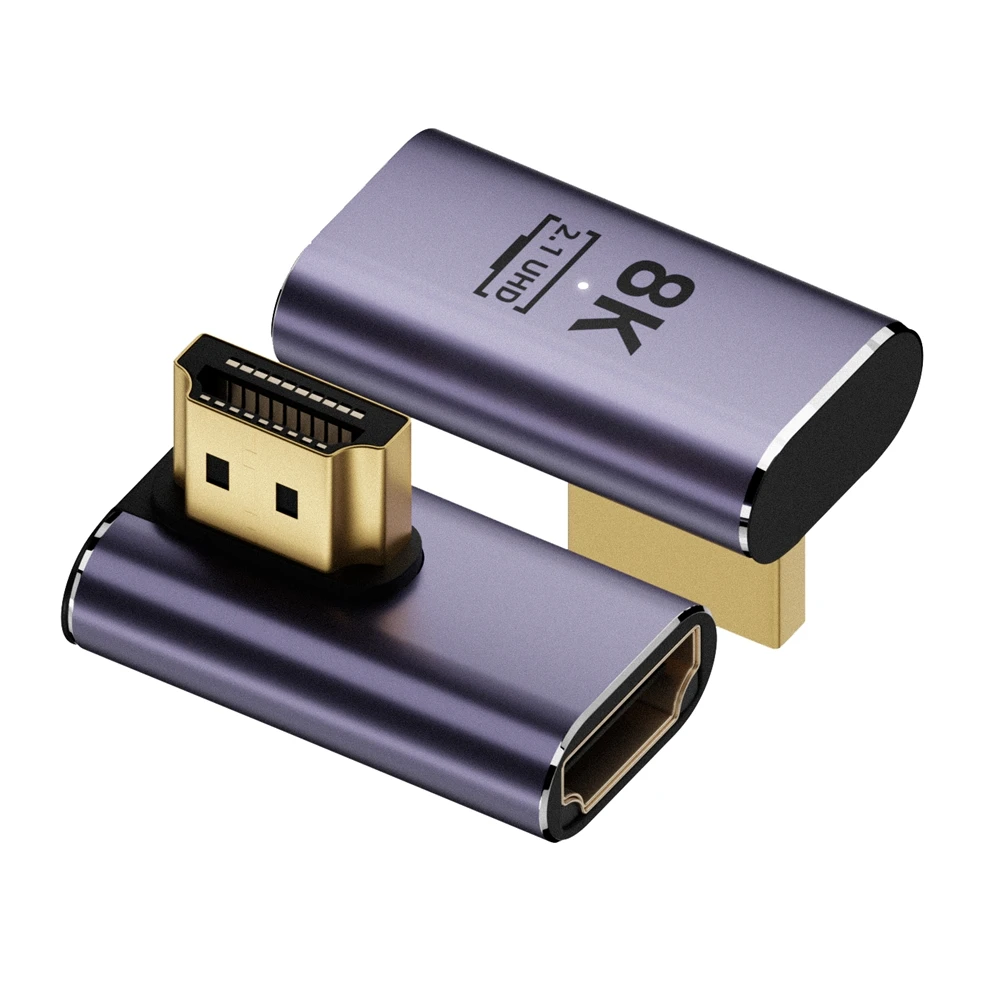 8K HD-Compatible Extender Adapter 90&deg; Plug to Female Converter 4K 120Hz UHD 2.1 Elbow for HDTV PS4 PS5 Laptop