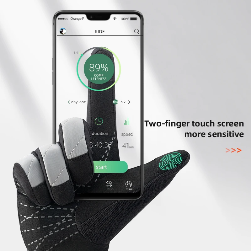 ROCKBROS Winter Bicycle Gloves Thermal Fleece Warmer Motorcycle Electronic Bike Gloves Windproof Full Finger Cycling