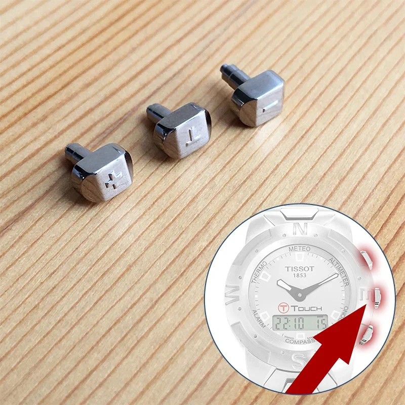 Pulsante Pusher In Acciaio "+" "-" T "Per Ts Tissot Touch Collection T33 Strumenti Per Parti Di Orologi Al Quarzo