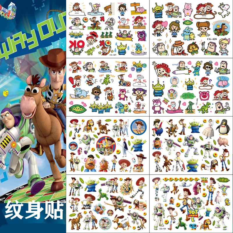 Bambini Cartoon Toy Story Buzz Lightyear Tattoo Stickers Water Transfer Kindergarten Reward Waterproof Cute