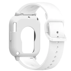 Enhanced Silicone Protective Watch Band with Case Cover for Redmi watch 5 Active (White)