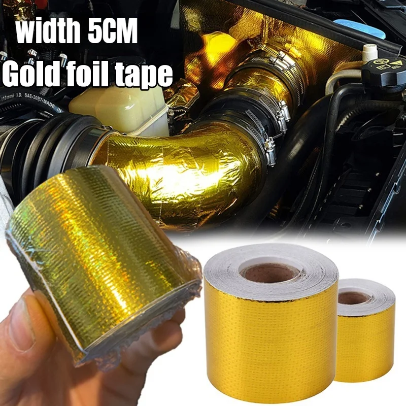 Universal Gold Car Thermal Exhaust Tape Air Intake Heat Insulation