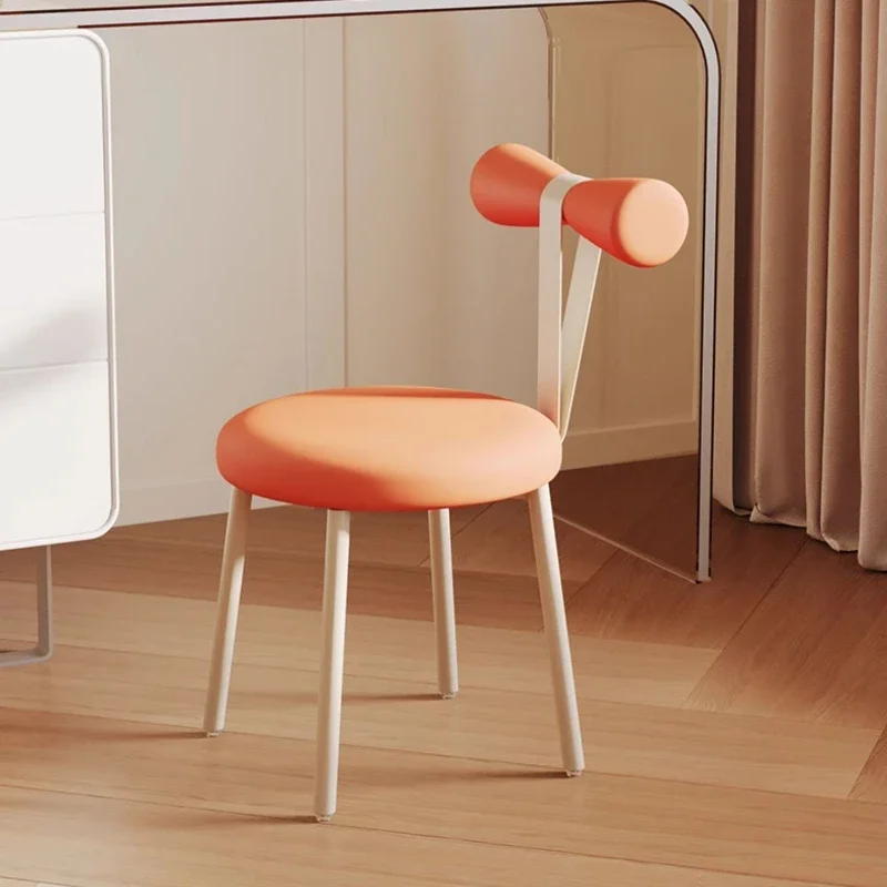 Pink Makeup Stool, Soft Leather Vanity Chair, Modern Bedroom Storage Stool, Cozy Pink Makeup Seat, Chic Design Chair