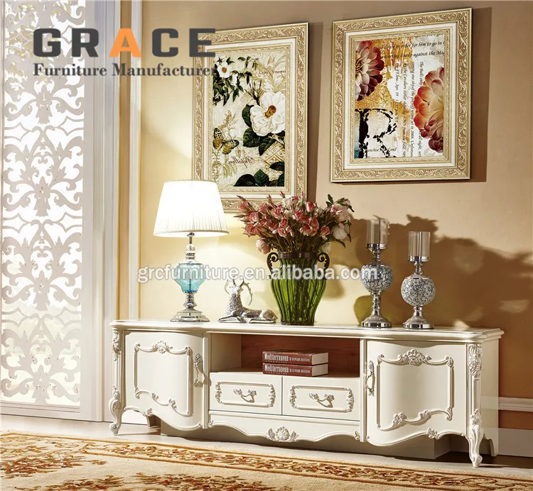 H8801w Glass Display Cabinet White Tv Stand High Gloss Furniture Lcd Screen Wooden Leg