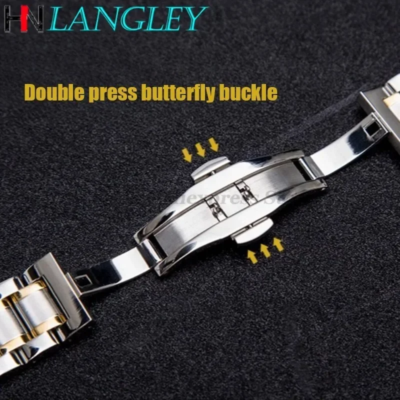 Sleek Stainless Steel Universal Watch Band with Curved End and Butterfly Clasp