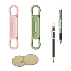 Magnetic Silicone Pen & Marker Holder with Adjustable Hooks for Whiteboards and Refrigerators - 6 Color Set (1 Pink 1 Green)