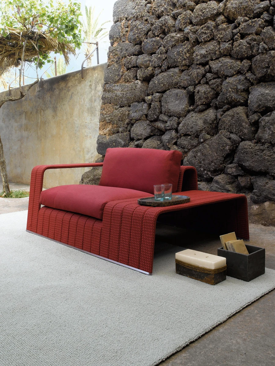 

Single rattan chair waterproof and sunscreen combination living room balcony courtyard hotel leisure coffee table bed recliner