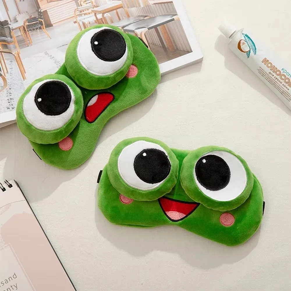 Lovely Cartoon Frog Sleep Eye Mask Skin-friendly Breathable Shading Sleep Mask Green Big Eyes Sleeping Eye Cover Dream Night