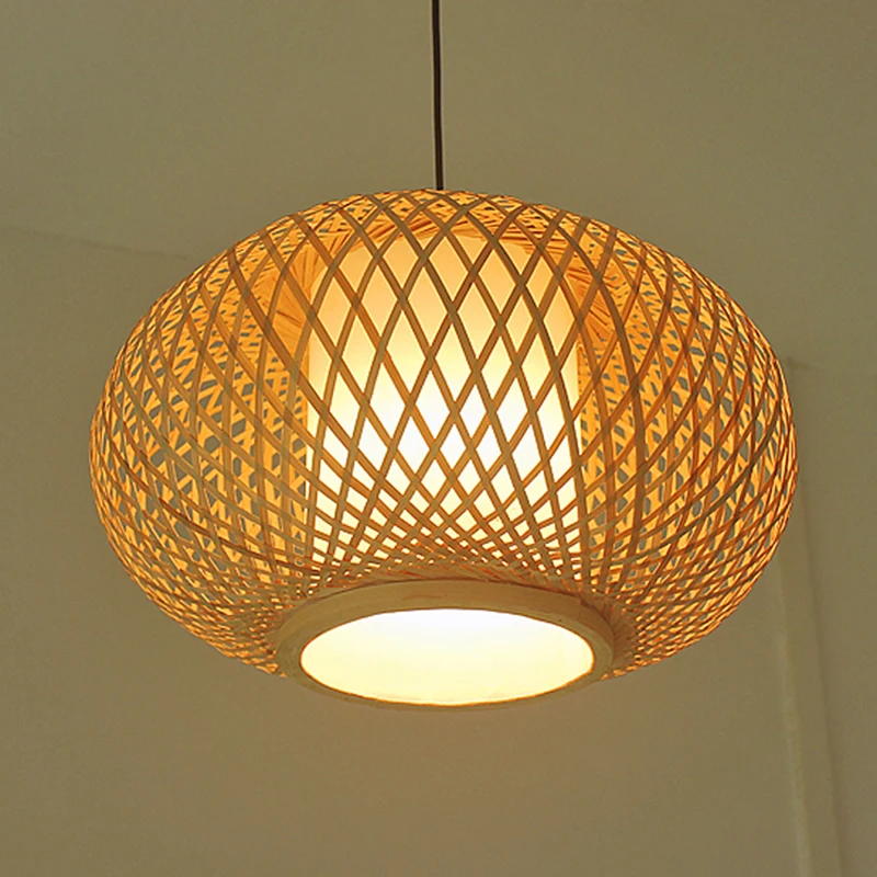 

Hand knitted Bamboo Pendant Light,Japan style E27 for restaurant bedroom Rustic rattan art lampadario industrial lamp suspendues