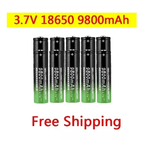 

18650 Battery High Quality 9800mAh 3.7V 18650 Li-ion Batteries Rechargeable Battery for Flashlight Torch + Free Shipping