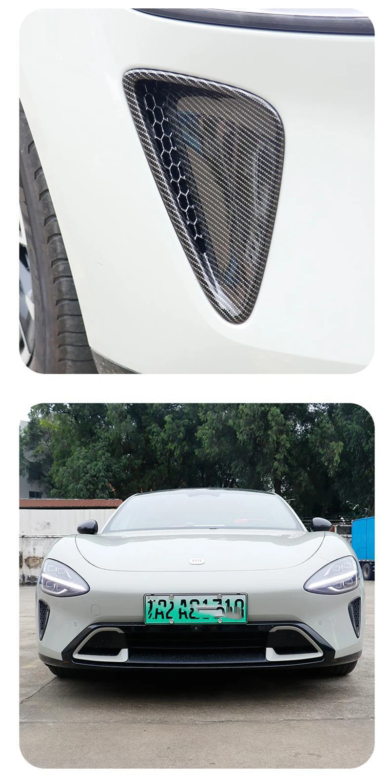 Carbon Schwarz Auto Front Nebel Licht Trim Aufkleber für Xiaomi SU7 pro MAX Anti-Scratch Scratch Dekorative Shell Cover zubehör – Detail 1