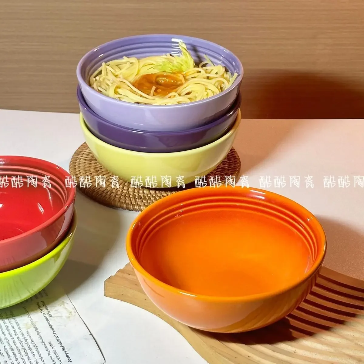 프랑스 홈 밴쿠버 시리즈 밥 그릇 12cm 세라믹 안티 Scalding 밀 이탈리아 국수 그릇 단색 Underglaze 컬러 그릇