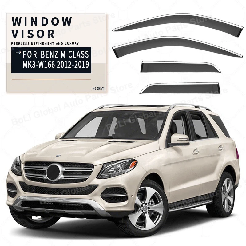 For Benz M Class W164 W166 2006- Accessories Window Visors Weathershields Wind Rain Guard Bright Strip Wind Deflectors