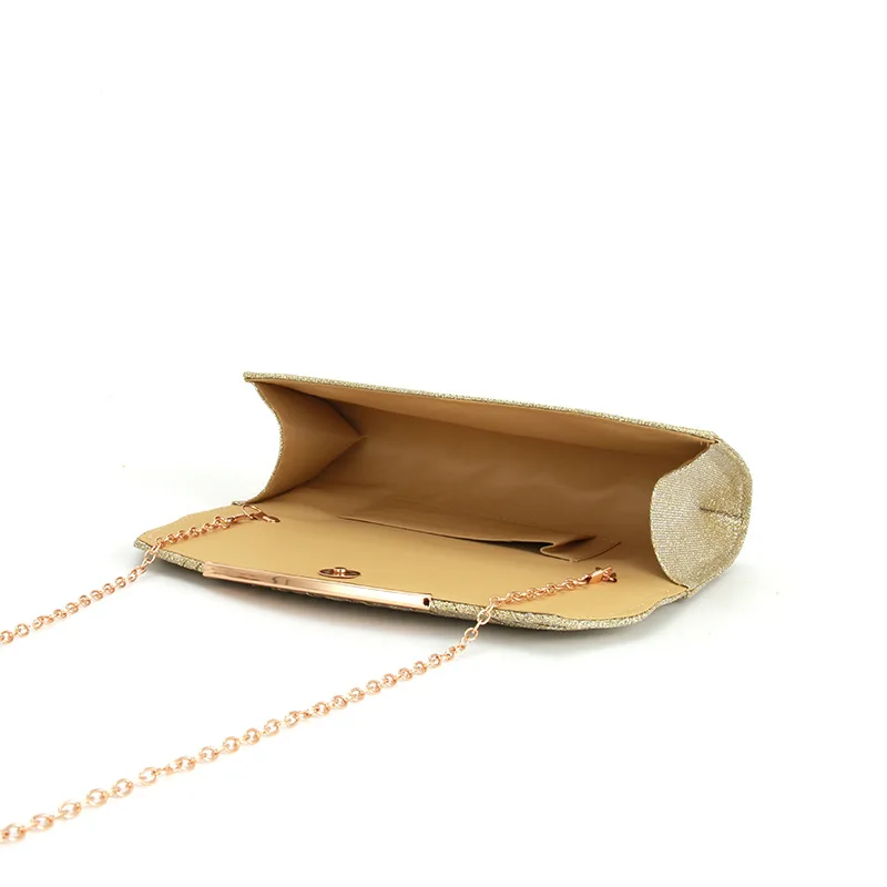 Women Envelope Evening Bag Glitter Ladies Chain Shoulder Bags Shiny Silver Mini Handbag Long Purse Female Wedding Party Clutches