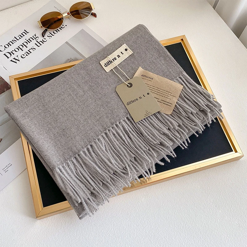 Neue 45 Farbe Winter Schal für Frauen Lange Warme Kaschmir Schals Hijab Solide Dame Schal Wrap Weibliche Pashmina Bandana Kopf Stola – Detail 14