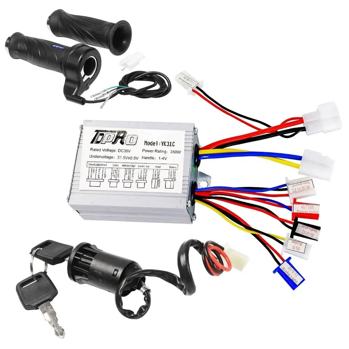 36V 350W Brush Motor Speed Controller + Throttle +Key on off switch for DIY Bike ATV Quad Go Kart Buggy Dirt Trike Razor