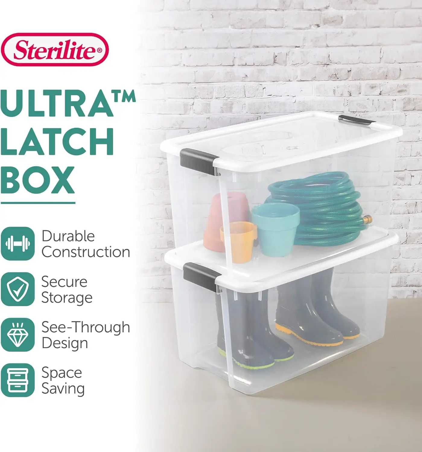 4-Pack Ultra Latching Box, Large Storage Bins w/ Lids, Clear Plastic, 70 Quart 3