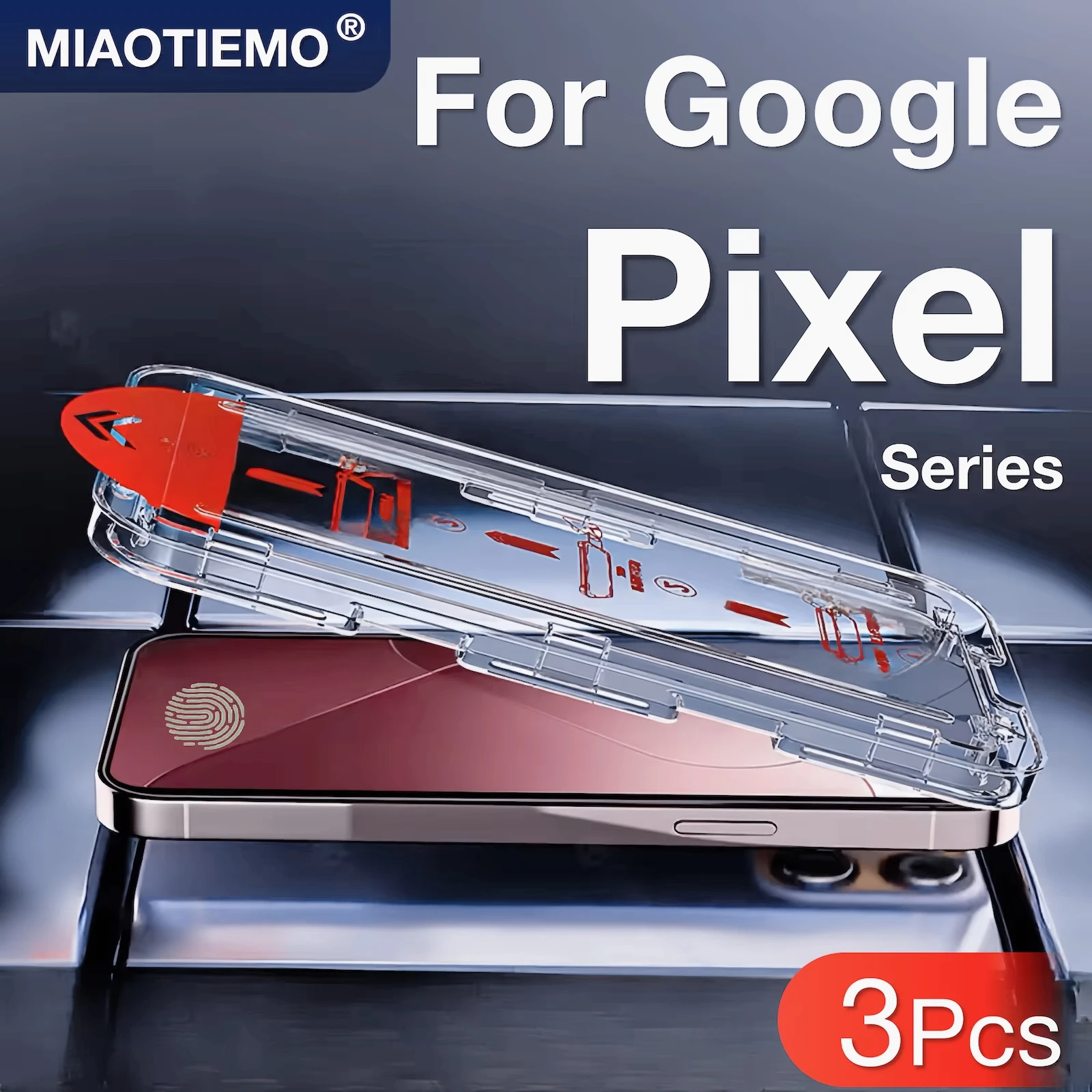 3 יחידות מגן מסך מזכוכית מחוסמת עם טכנולוגיית טביעת אצבע עבור גוגל פיקסל 6 7 9 פרו XL 8 8A 10 פרו XL, ללא בועות או אבק, ערכה קלה