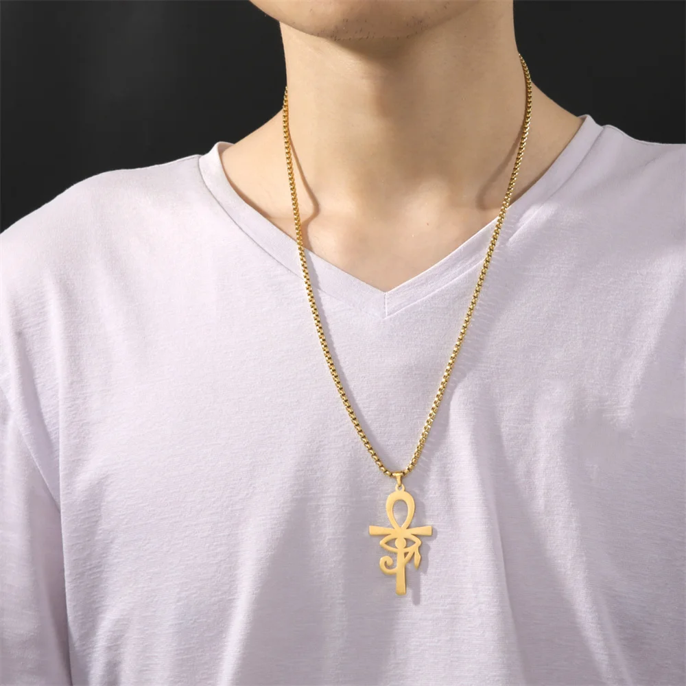 Eusense Occhio Di Horus Ankh Collana In Argento 925 Ciondolo A