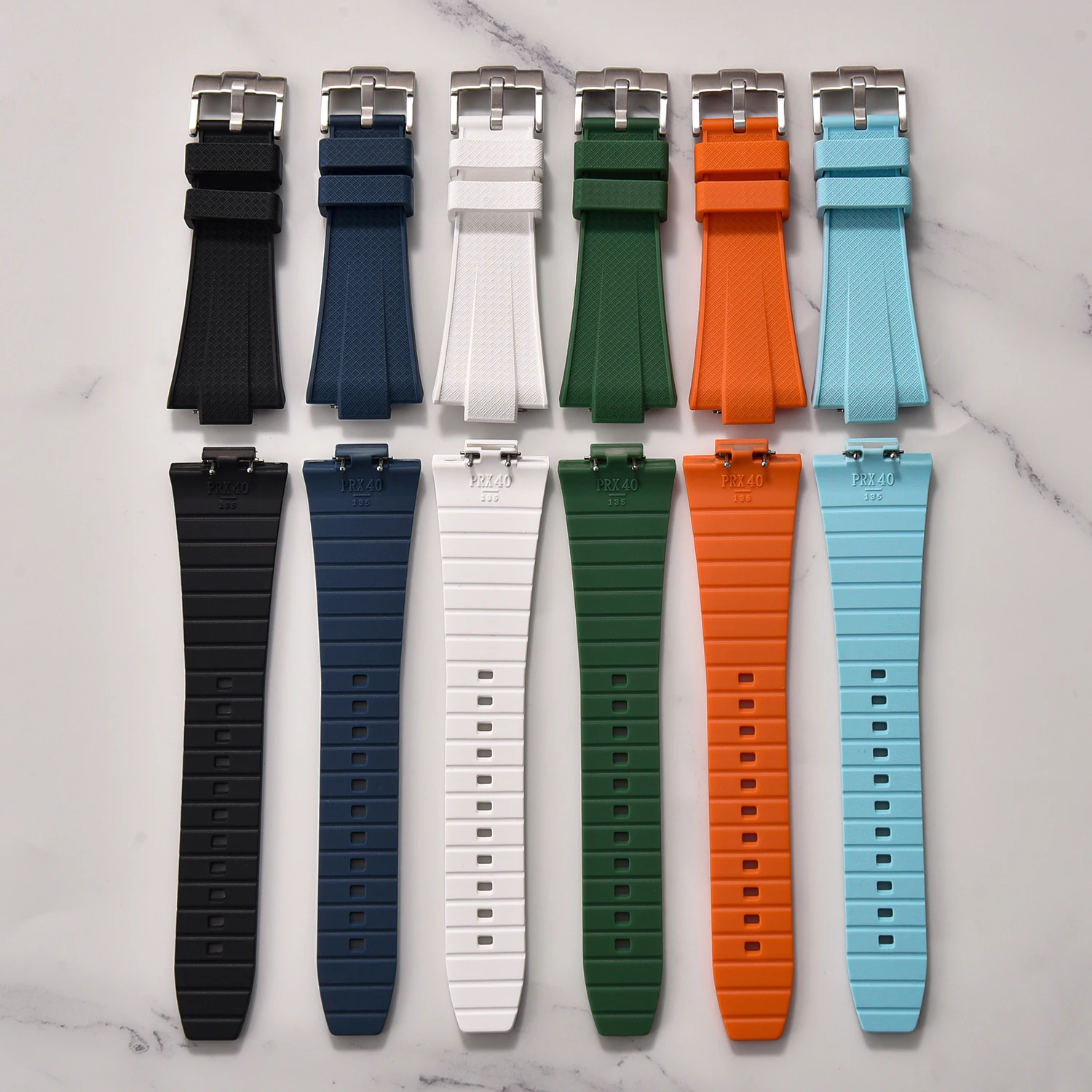 Flüssiges Silikon-Uhrenarmband, 12 mm, Schnellverschluss für Tissot PRX T137 Super Player 40 mm, langlebige Herren-Gürtel aus konvexem Gummi – Detail 8