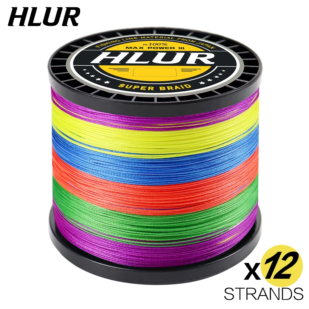 HLUR X12 Braided Lure Fishing Lines for JIG Pesca Carp Multifilament Fly Wire PE Line Saltwater 1000M 500M 300M Strong Cord 4