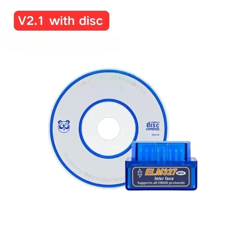 Mini ELM327 Bluetooth 5.1 OBD2 Scanner  with CD V2.1/V1.5 Car Diagnostic Code Reader Check Engine for Android IOS Windows