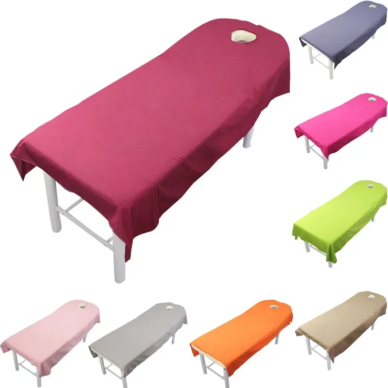 Beauty Salon Bed Sheet 1 Pcs Professional Cosmetic salon sheets SPA massage treatment bed table cover sheets with hole 9 Colors to Choose