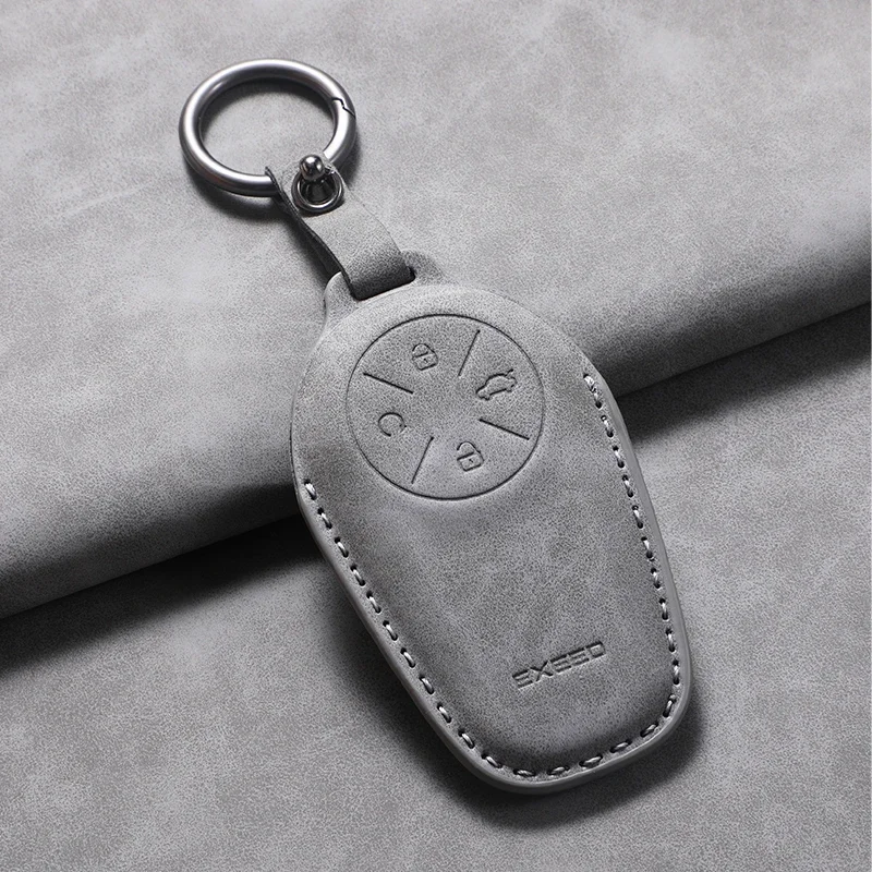 Leather Car Key Case Cover Shell Fob Long style for Chery EXEED LX TXL AtlantiX ET ES VX Car Fob Holder Keychain