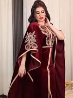 Robe longue marocaine à manches chauve-souris pour le Ramadan, mode musulmane de luxe, robe arabe du Moyen-Orient, paillettes dorées, velours, Turkiye Dubaï 4