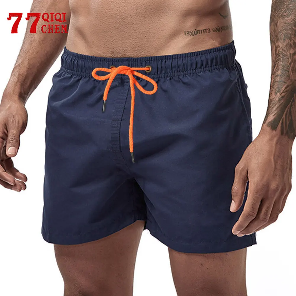 Mens Quick Drying Shorts Solid Color Breathable Basic Gym Beach Casual Shorts Fashion Loose Knee Length Pants Streetwear Summer