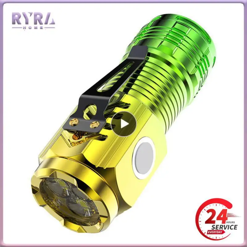 

Three-eyed Monster Flashlight Camping Equipment The New Abs Chargeable Clip Flashlight Powerful Night Hike