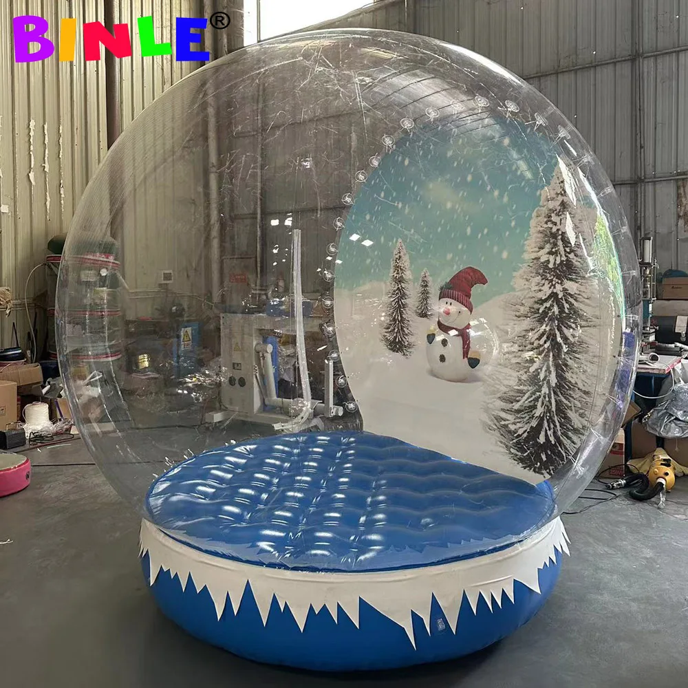 3m Giant Inflatable Snow Globe Photo Booth Tent Life Size Outdoor Blow Up Inflatable Snow Ball Balloon For Christmas Decoration 3