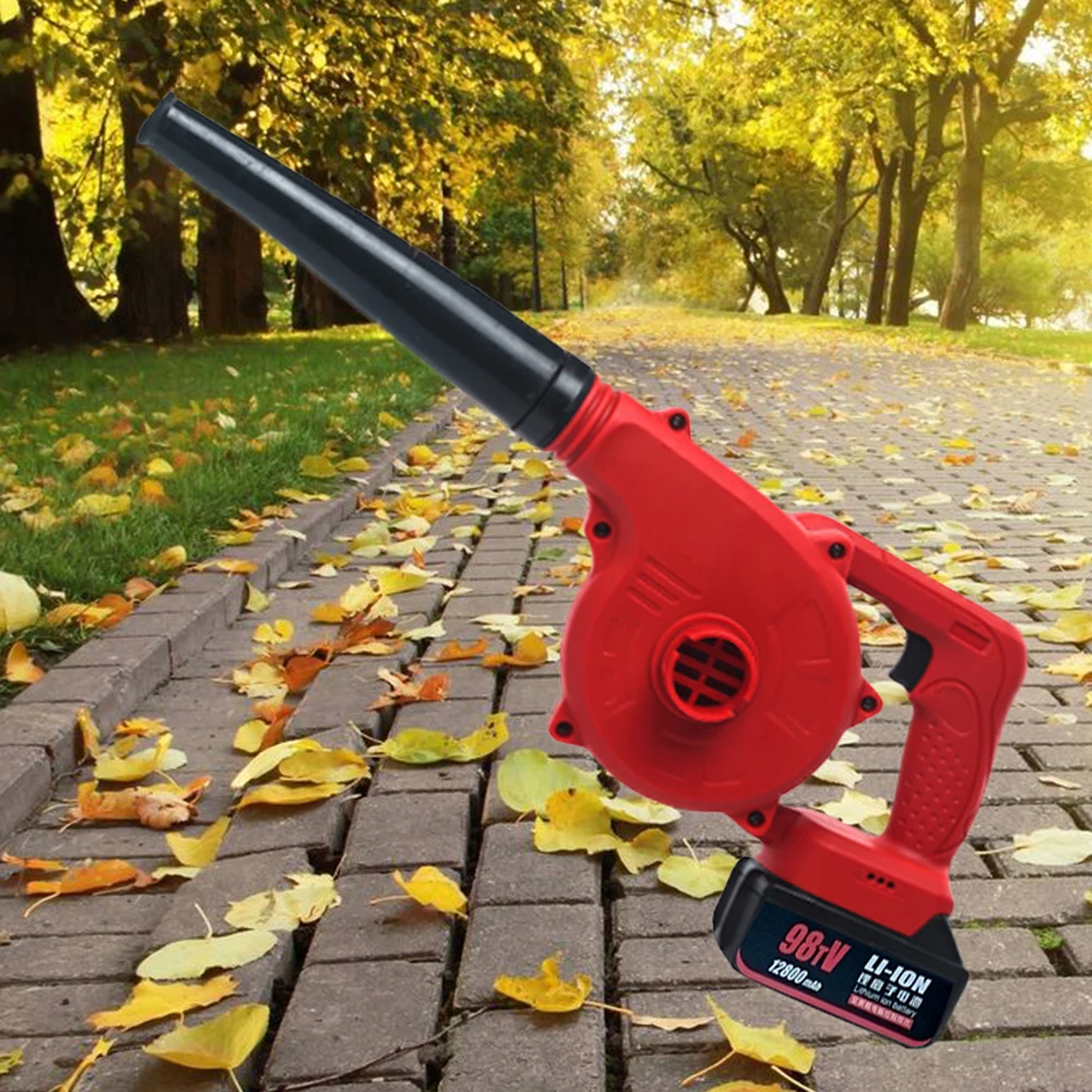 

20V Handheld Cordless Leaf Blower Electric Gardening Tool w/ Battery & Charger Blow and Suction Vacuum Cleaner Dust 12800mAh