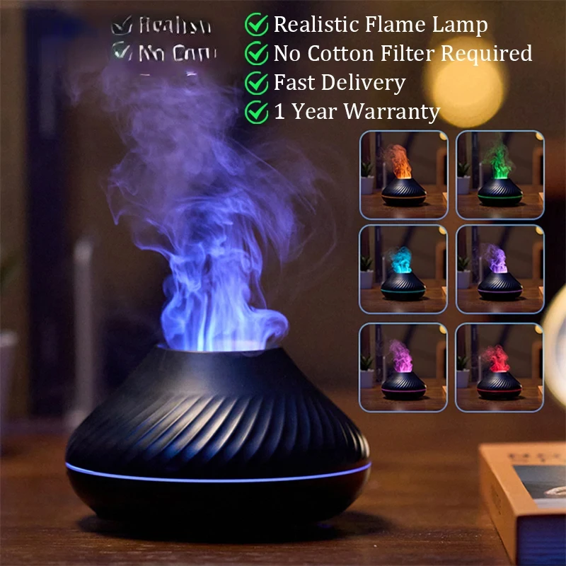 

Diffuser Essential Oil Lamp 130ml USB Portable Air Humidifier with Color Flame Night Light Kinscoter Volcanic Aroma table lamp