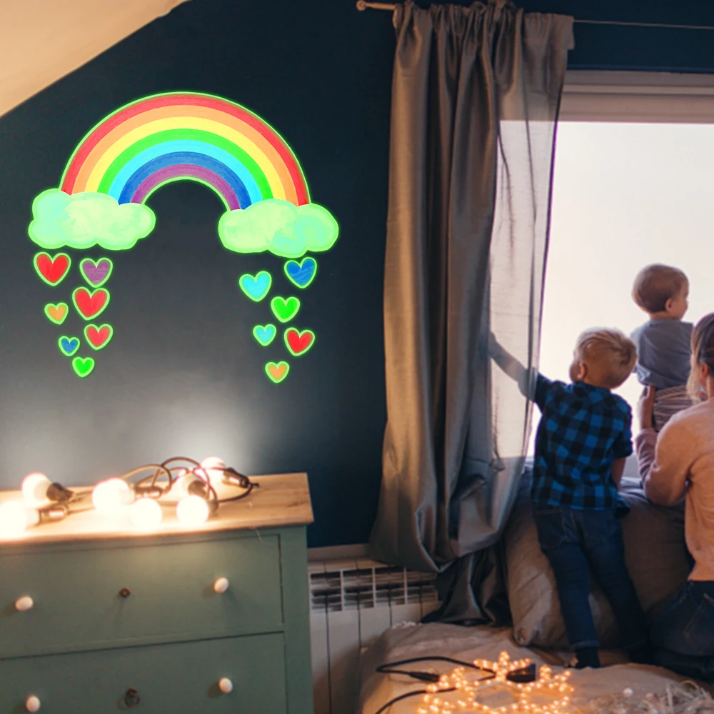 Cartoon Pattern Luminous Wall Stickers Glow In The Dark Stickers Combination Decals Baby Kids Room Bedroom Home Decoration