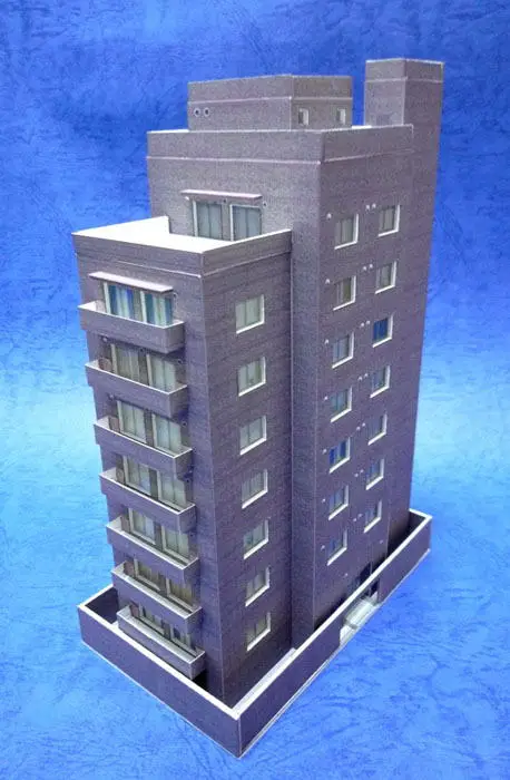 1:150 N-Scale Japanese Building Diorama scene 3D Paper Model DIY Handmade Ornaments high-rise apartment building