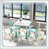 3 Pieces Height Adjustable Kids Table and Chairs for Daycare, Green 3