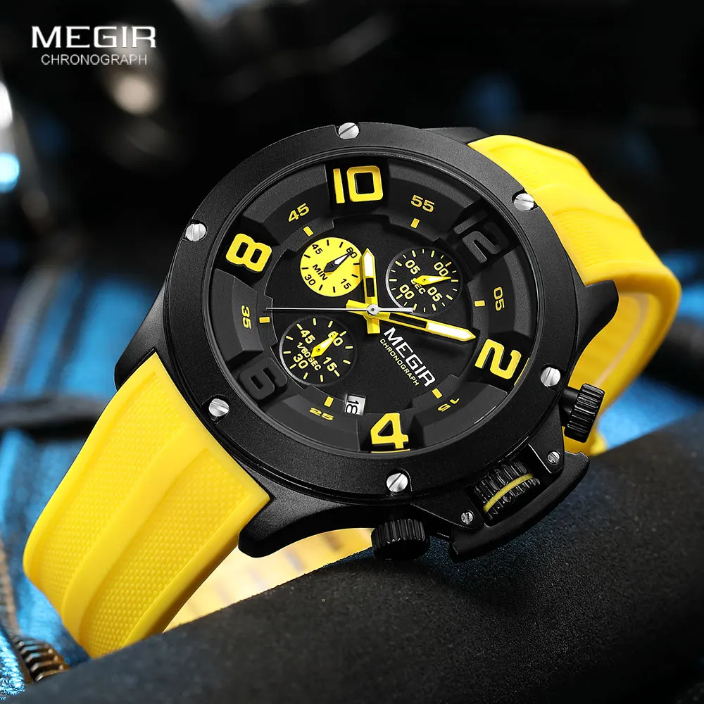 MEGIR Big Dial Sport Quartz Watch for Men Fashion Waterproof