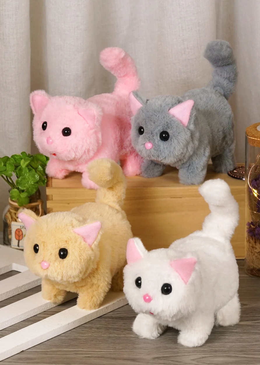 Interactive Cat Plush Toy Electronic Stuffed Doll Toy Walking Tail Wagging Head Shaking Boys Girl Birthday Holiday Gift cat toy