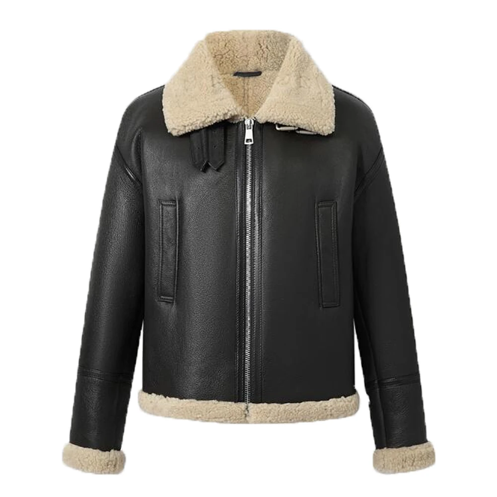 Женская темно-коричневая кожаная куртка Denny & Dora, повседневное пальто из овчины, шерстяное пальто, теплые зимние пальто