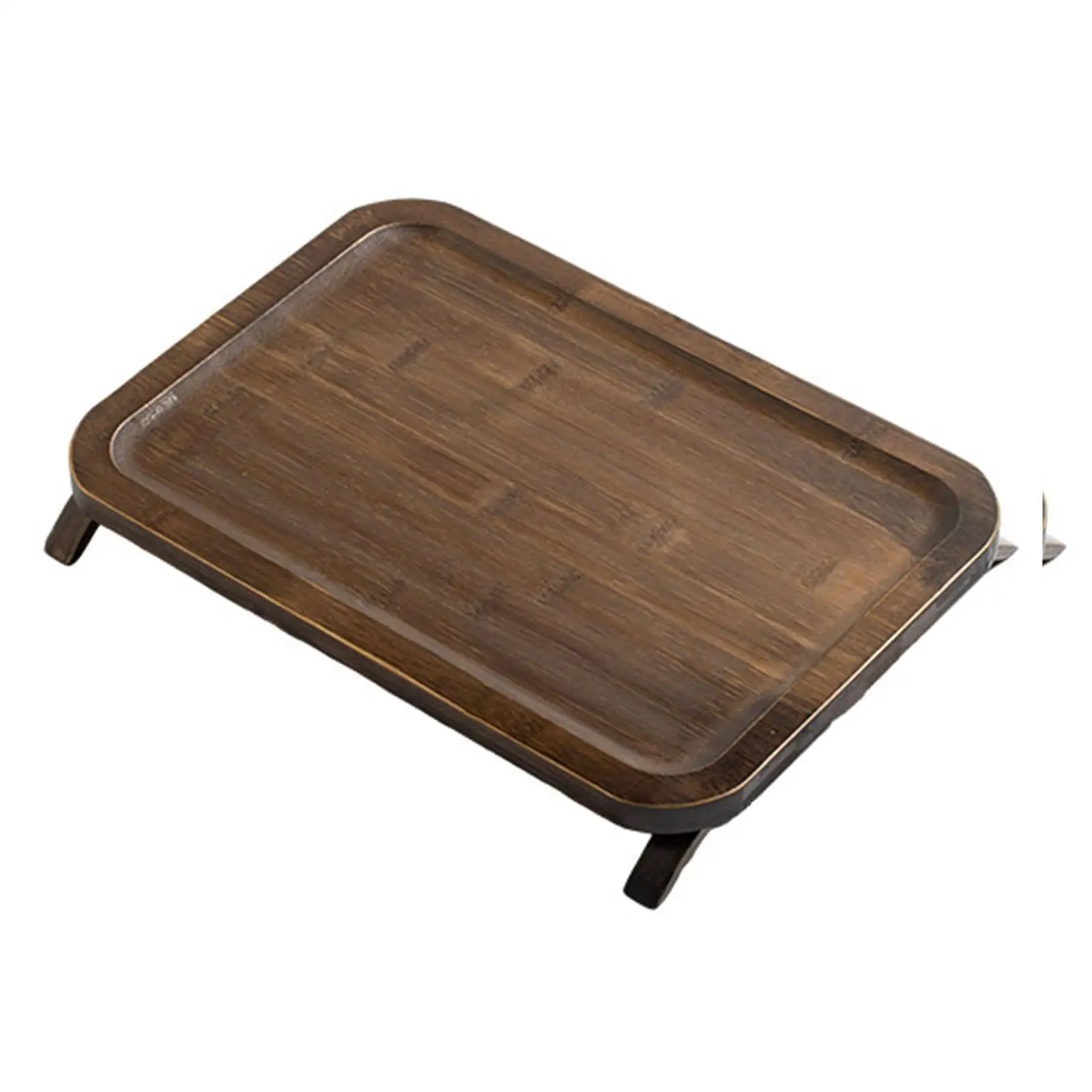 Bamboo Serving Tray Tea Tray with Legs Wood for Dining Table Bathroom Party