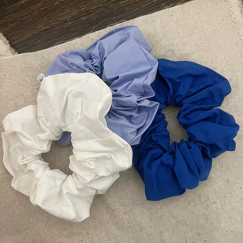 ربطة شعر مرنة أنيقة للنساء ، ربطة شعر كبيرة الحجم ، ربطة شعر ، لون عادي ، لون أزرق ، إكسسوارات مجوهرات حلوة ، جديدة