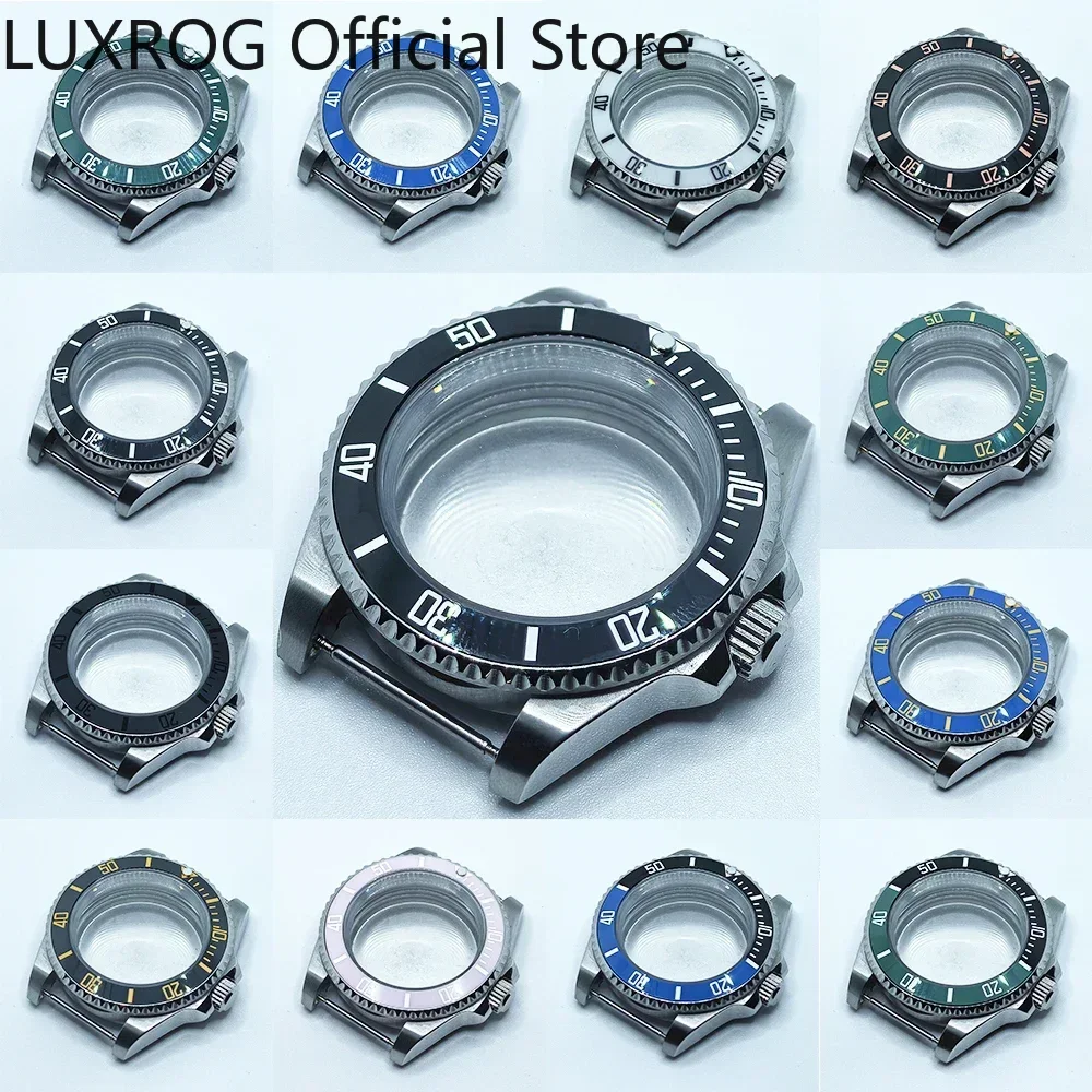 Stainless Steel 40MM Black Blue Ceramic Insert Watch Case