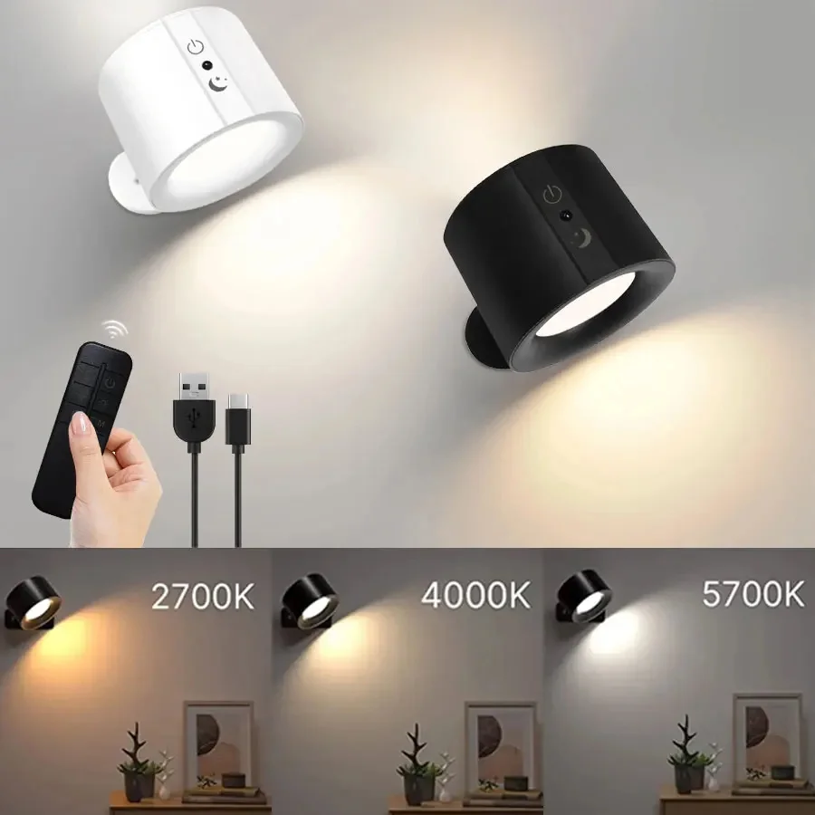 Led Double Head Wall Lamp USB Recharge Wireless Portable Night Light Touch Control Remote 360 Rotatable For Bedroom Reading Lamp led light led wall lamp wall light led reading light