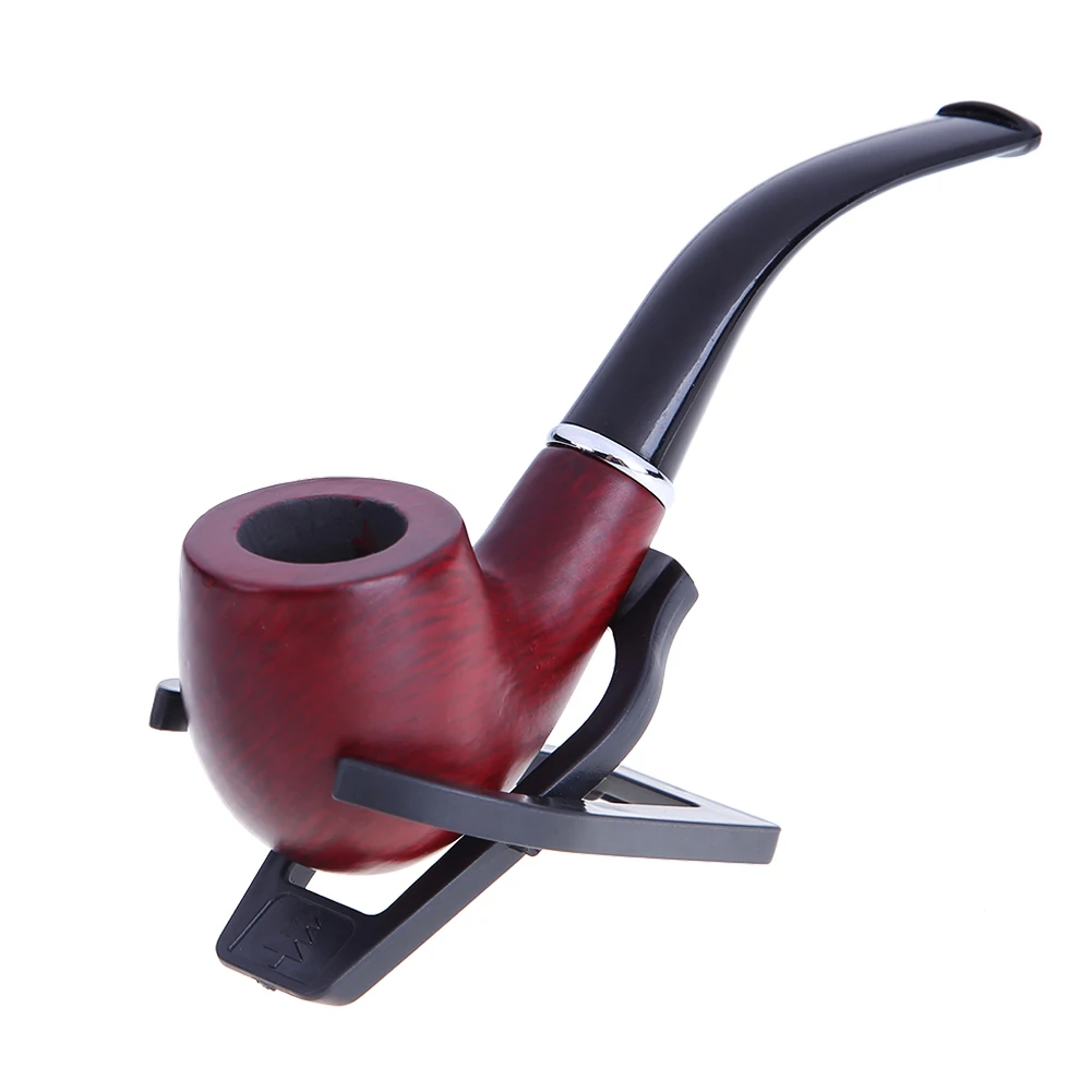 Retro Wood Smoking Filter with Pipe Rack Smoking Accessories Portable Wood Tube Pipes Reusable Gifts for Friends Family