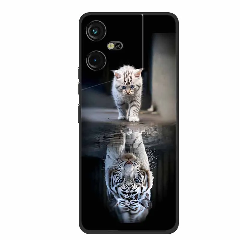 Luxury Soft Silicone TPU Phone Back Cover with Animal Wolf Design