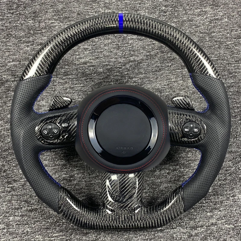 

Customized Real Carbon Fiber Steering Wheel for BMW MINI Cooper S R56 R58 R57 R61 R59 Coupe Led